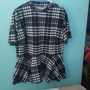 Shein houndstooth print peplum top size 3X
